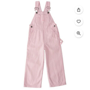 Baby pink and white bib overalls size 12 months